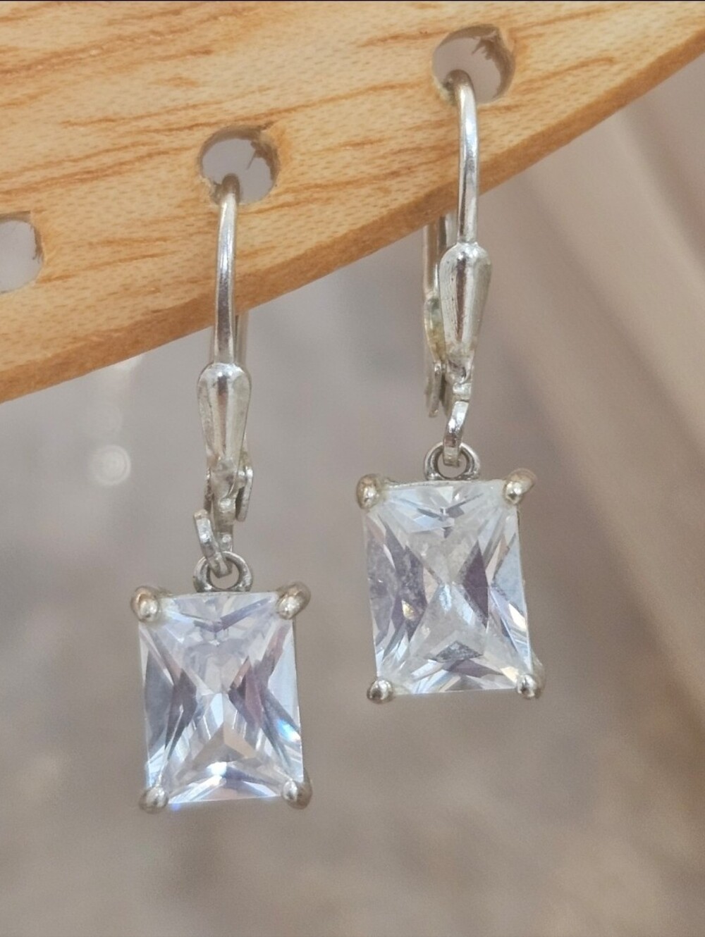 Seta 925 Emerald Cut Cubic Zirconia Sterling Silver Earrings